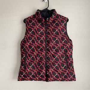 IBKUL Bitty Black & Red Quilted Horsebit Puffer Golf Vest Medium NWT